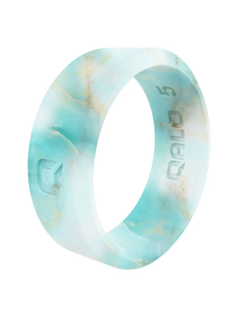 Qalo Silicone Aqua marble Gold fleck "Riviera" US Size 8